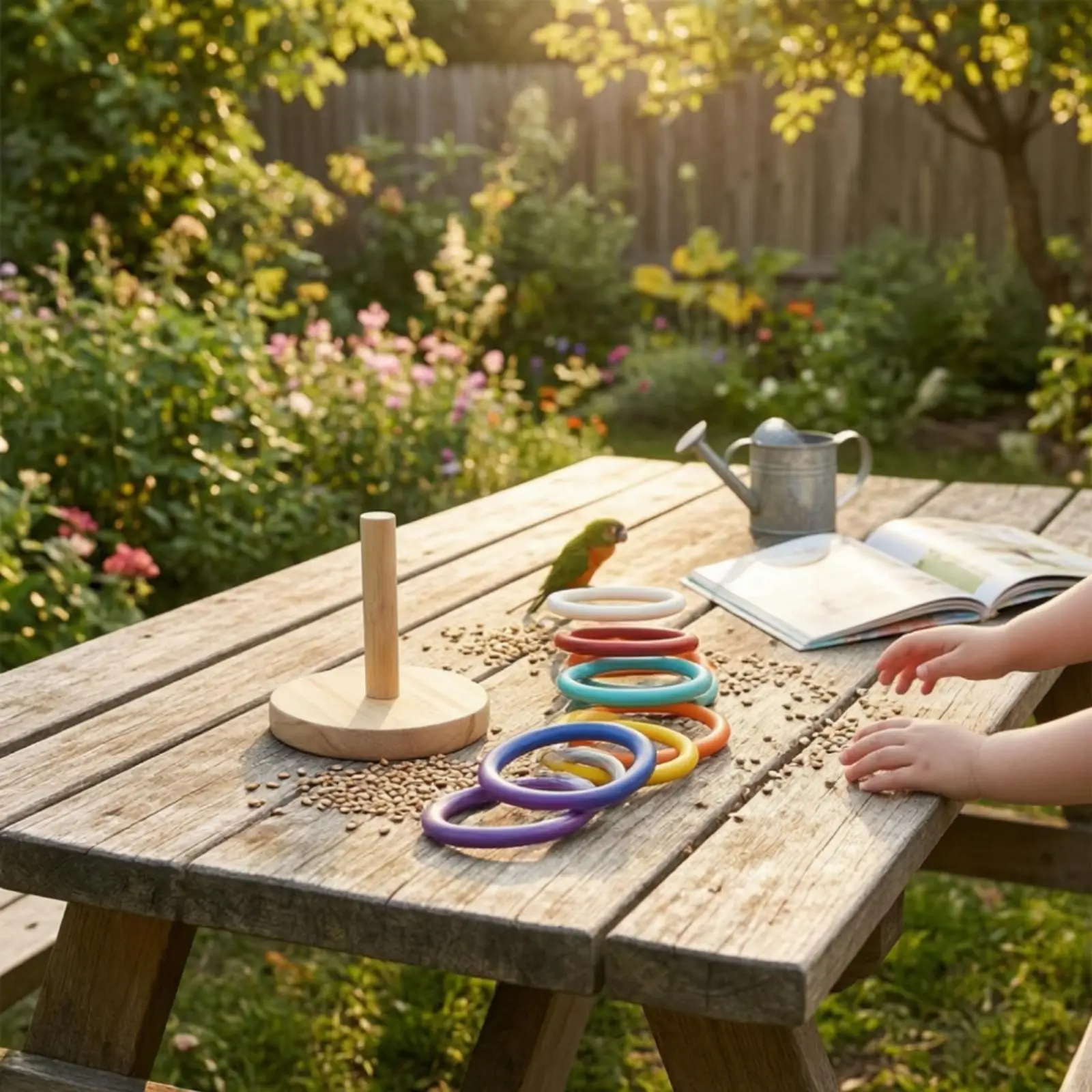 Parrot Training Rings Bird Interactive Toy with Seven Colorful Hoops for Parrot Playground and Learning