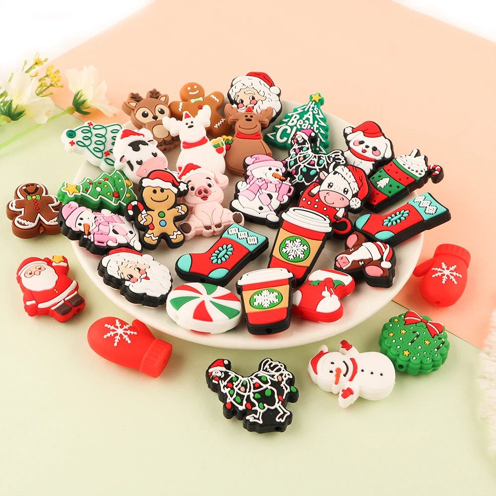 4 Groups Christmas Style Cartoon Animals Silica Beads Suit For Making DIY Keychain Pen Necklace Bracelet Jewelry Accessories