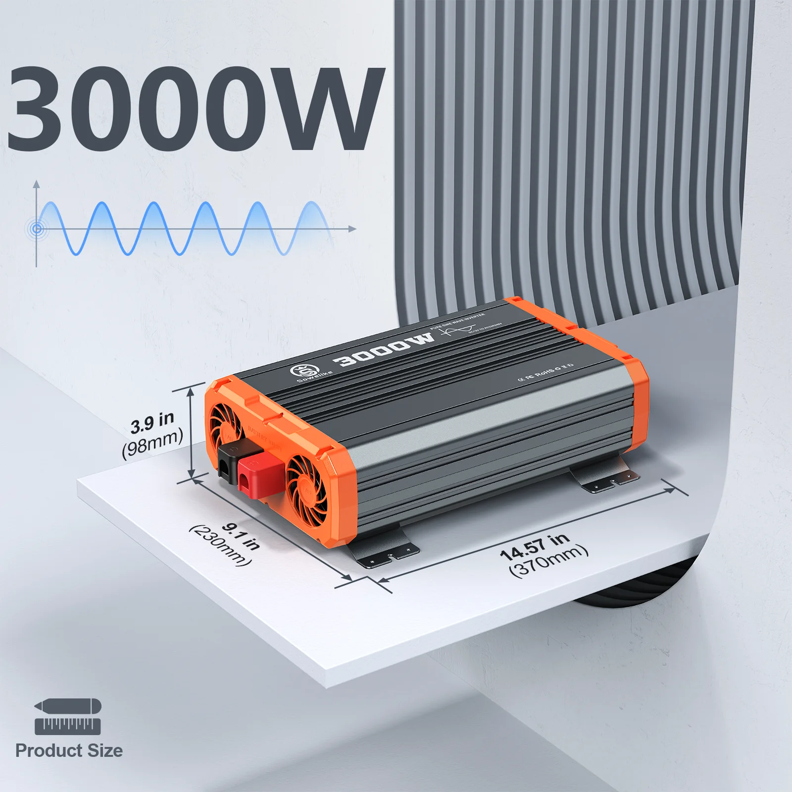 3000W/6000W Pure Sine Wave Inverter 12V/24V/48V to 110V/230V, LCD Display, Remote Control, for Home, Camping, RVs, Off-Grid Syst