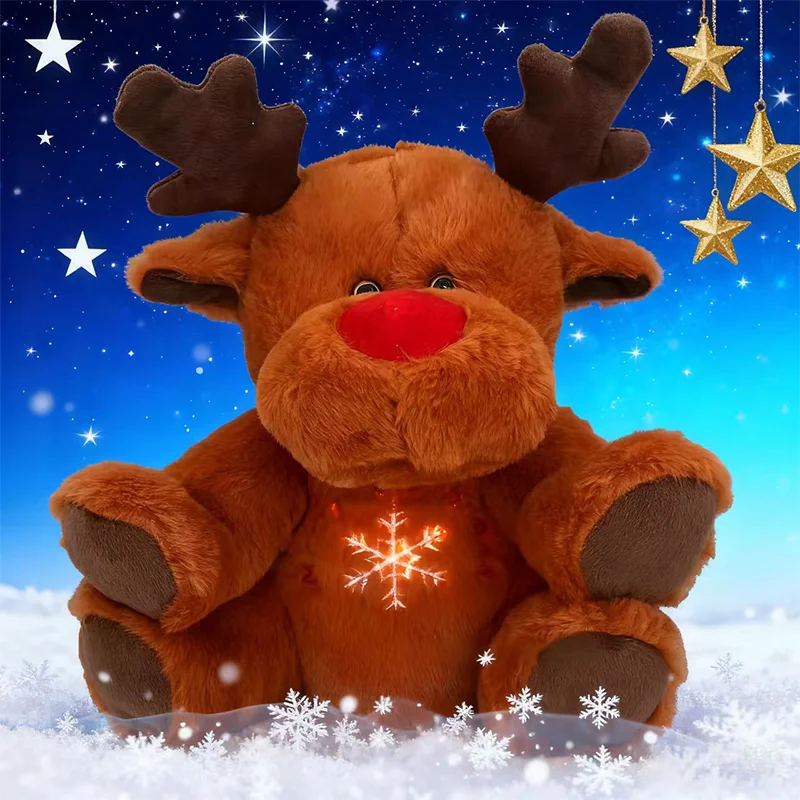 28 سنتيمتر تضيء إِلْكَة عيد الميلاد وسائد فخمة دمى الحيوان يضيء لعب هدايا للأطفال المفضلة السنة الجديدة ديكور عيد الميلاد احتفالي