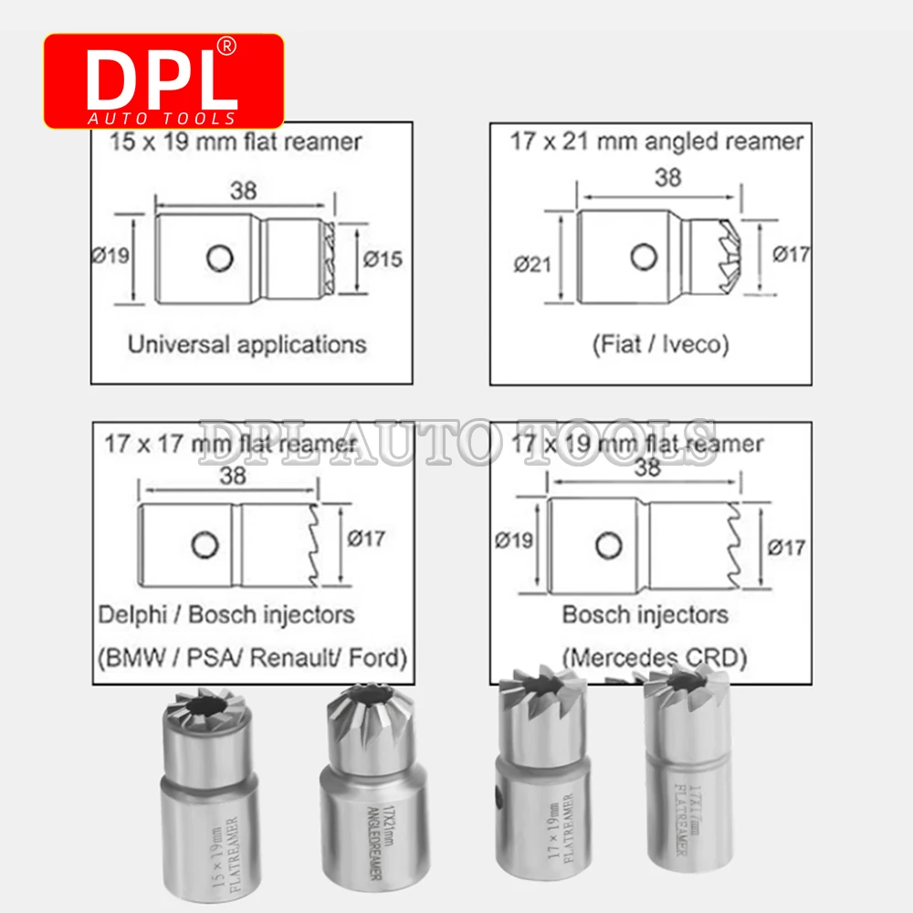 5PCS Diesel Injector Seat Cutter Tool Set Cleaner Carbon Cutting Tool Kit