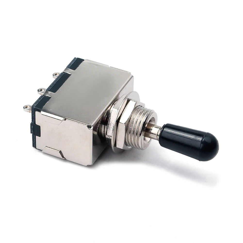 

3 Way Pickup Selector Toggle Switch Guitar Chrome Black Metal Plastic No-Noise Enclosed Box Style Ideal for Electric Guitar DIY