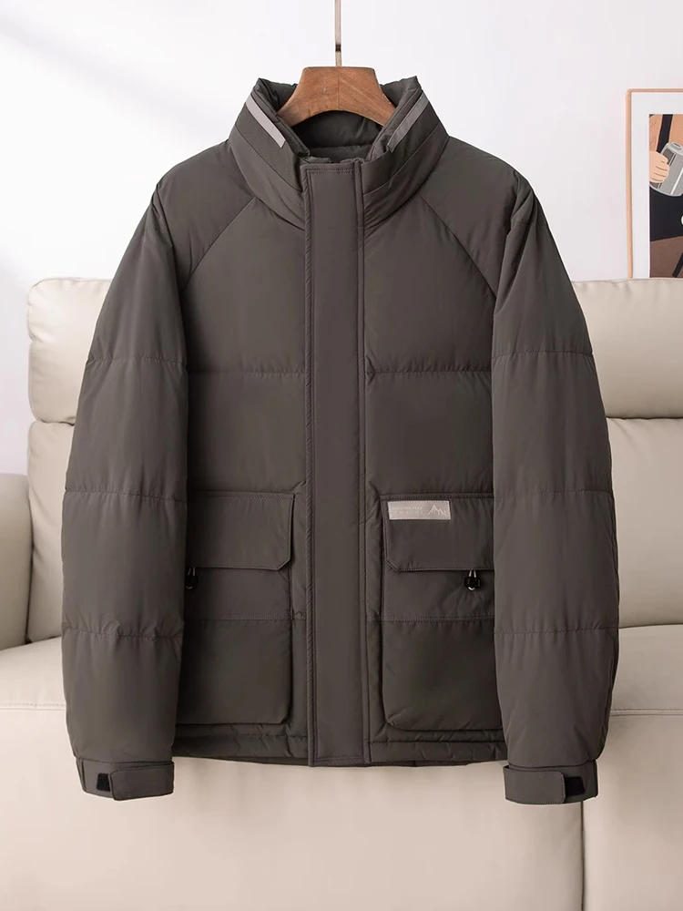 

Высококачественная мужская пуховая куртка с 90% пуха, воротником-стойкой, утепленная, зимняя, теплая верхняя одежда, молодежная, укороченная