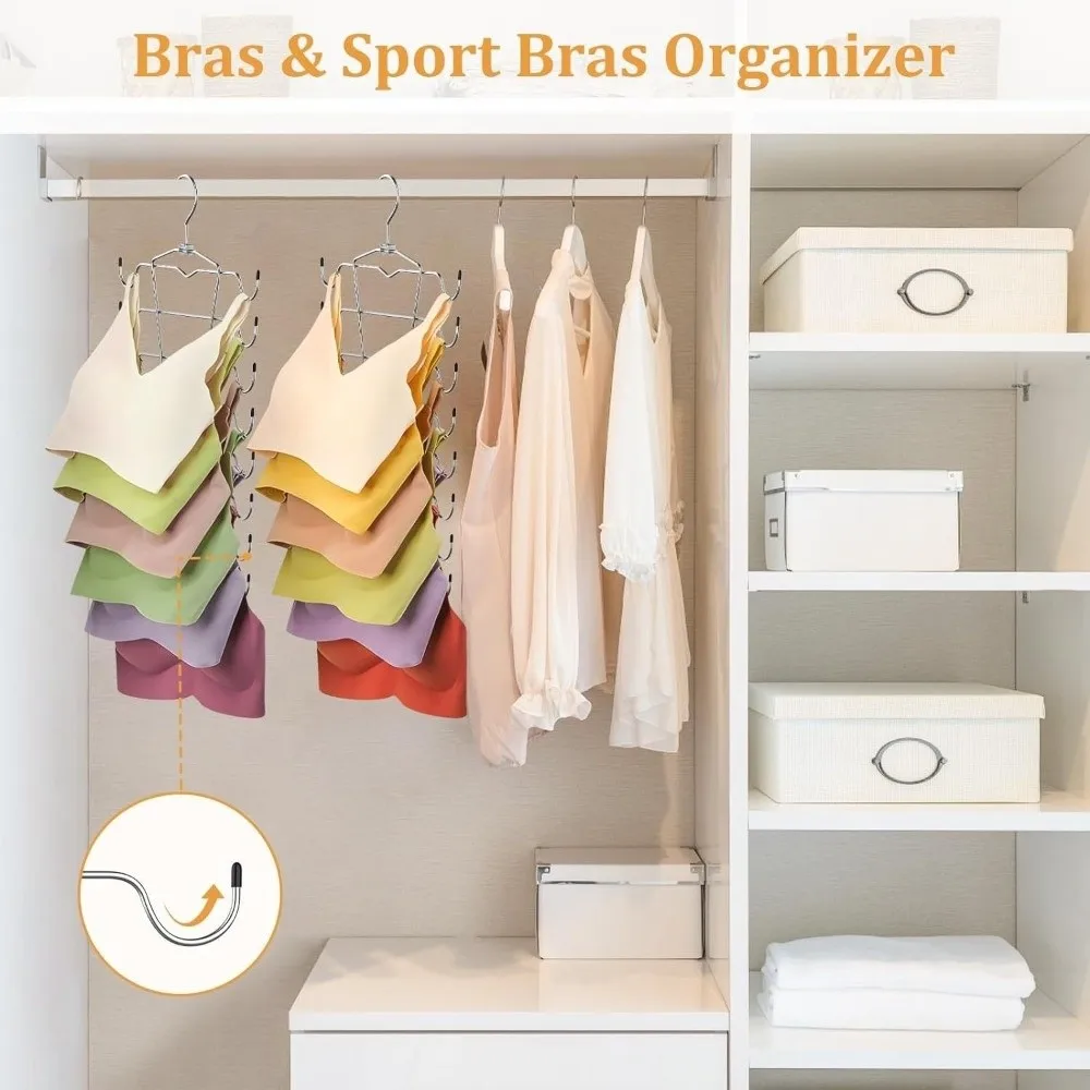 

Thick 8 Tier Underwear Hanger Metal Seamless Design Bra Tank Top Hangers Foldable Display Closet Organizers Camisoles