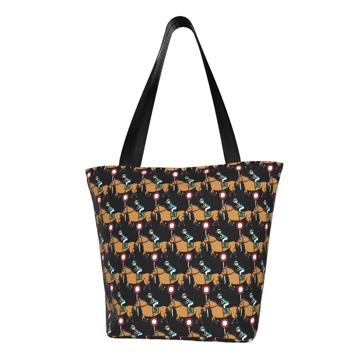 

Horse Racing Shopper Bag Animal Print Leisure Handbags Cloth Office Tote Bag Women Graphic Design Shopping Bags