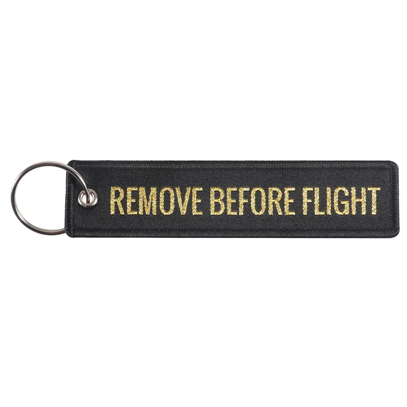 1PC 2PCS 3PCS 3 Packs Sale Remove Before Flight Airplane Pattern Both Sides Embroidery Backpack Keychain Motorcycle Key Pendant