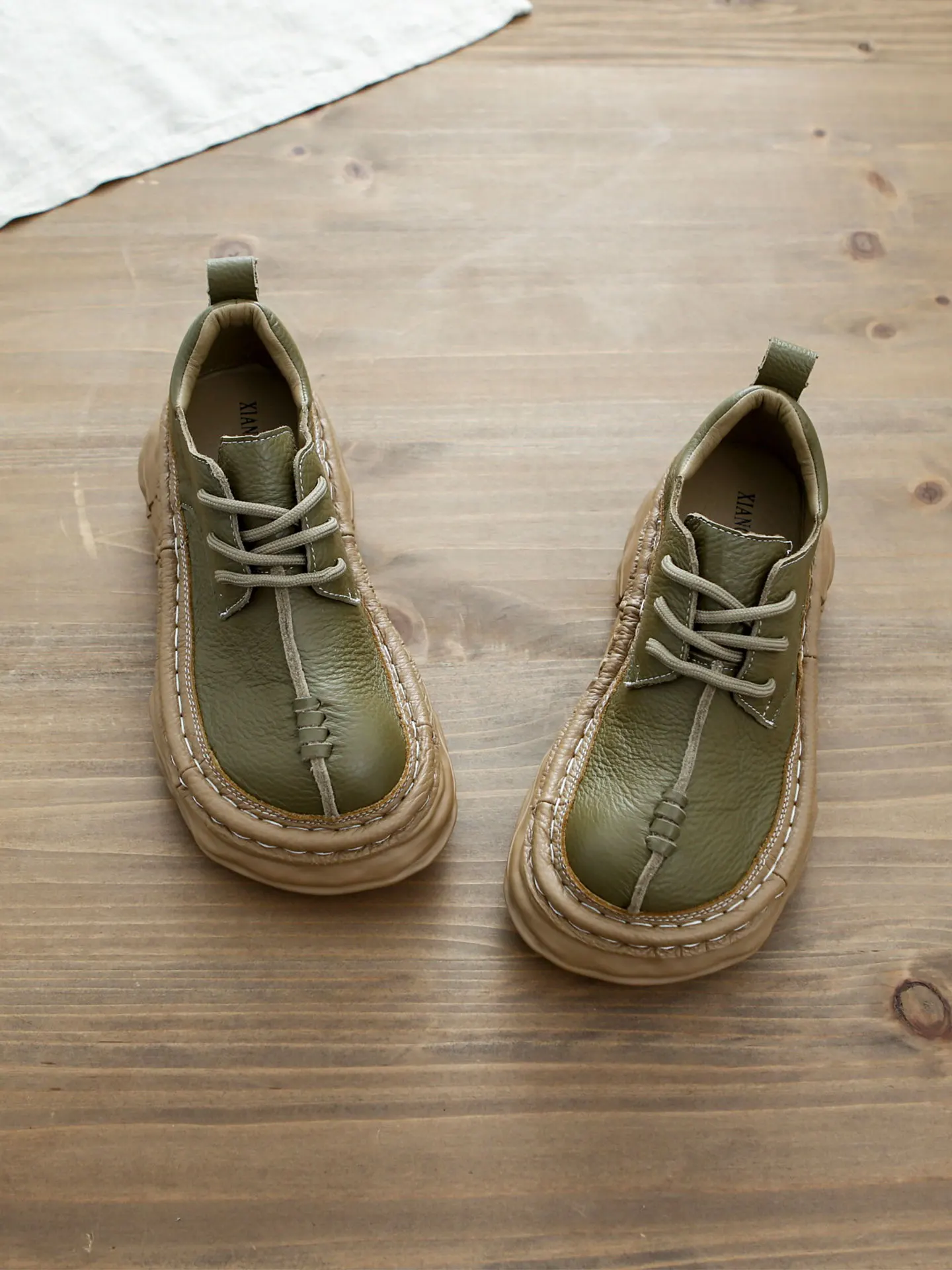 

Handmade Thick Bottom Heightening Casual Shoes Women's Original Platform Shoes Big Head Single Shoes Knot Cute Shoes