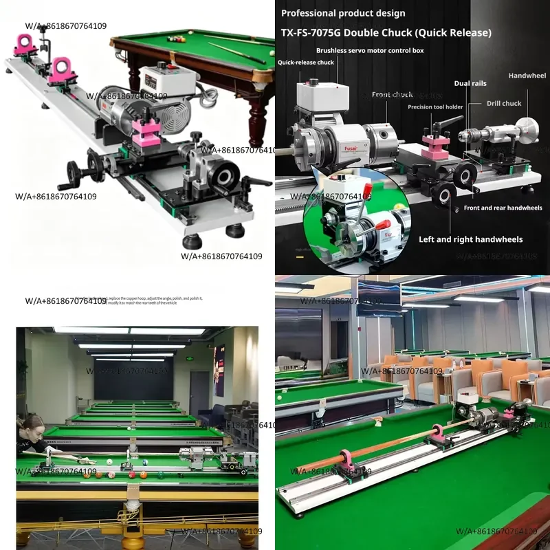 Professional Mini Pool Cue Repair Machine Light Horizontal Lathe with Shift Rail 220V Motor New Condition