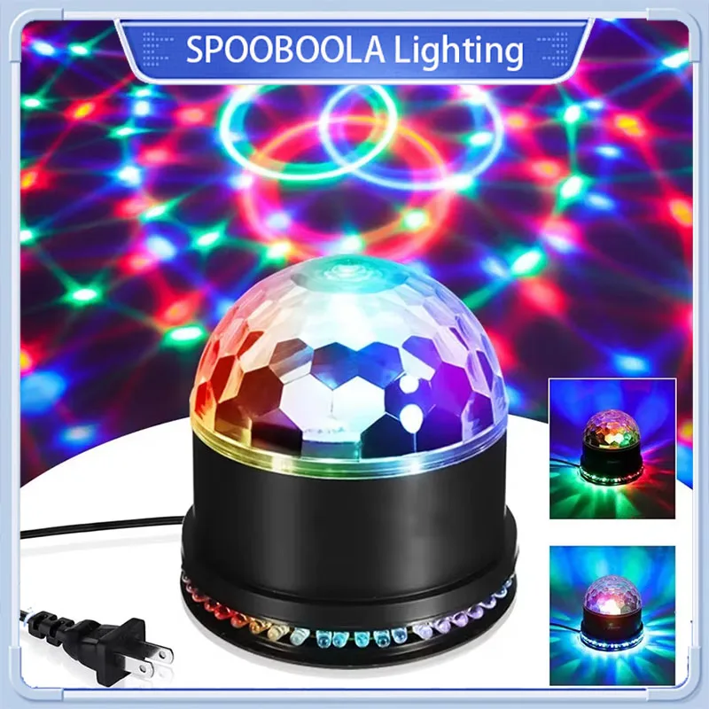 

Sound Activated Rotating Disco Ball Party Lights 3W RGB LED Stage Lights Laser Projector Light For Christmas Wedding Festival