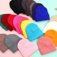 Dad Mother Kids Baby Hats for Girl Boy Newborn Beanie Infant Candy Color Winter Autumn Family Warm Knitted Parent Children Hat 2