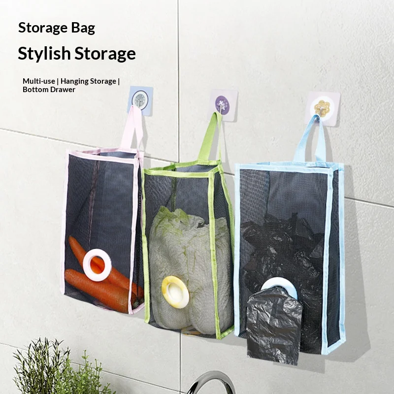 1pc Wall-Mounted Trash Bag Dispenser, Hanging Drawstring Garbage Bag Storage Organizer for Home, Easy Access Design