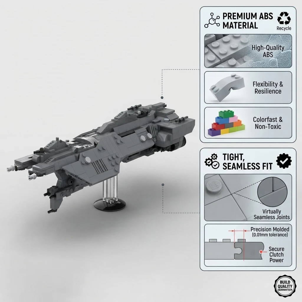 MOC Spirit of Galactic Fire Space Ship Building Blocks UNSC Warship Cruiser Model Sci-Fi Military Bricks Toys Gift for Kids Boys view 2