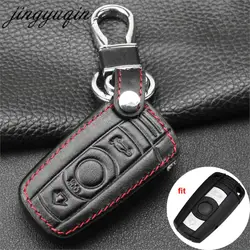 jingyuqin Car Remote Smart Key Leather Cover for BMW 1/3/5/7 Series CAS3 X5 X6 Z4 Auto 3 Button Key Case