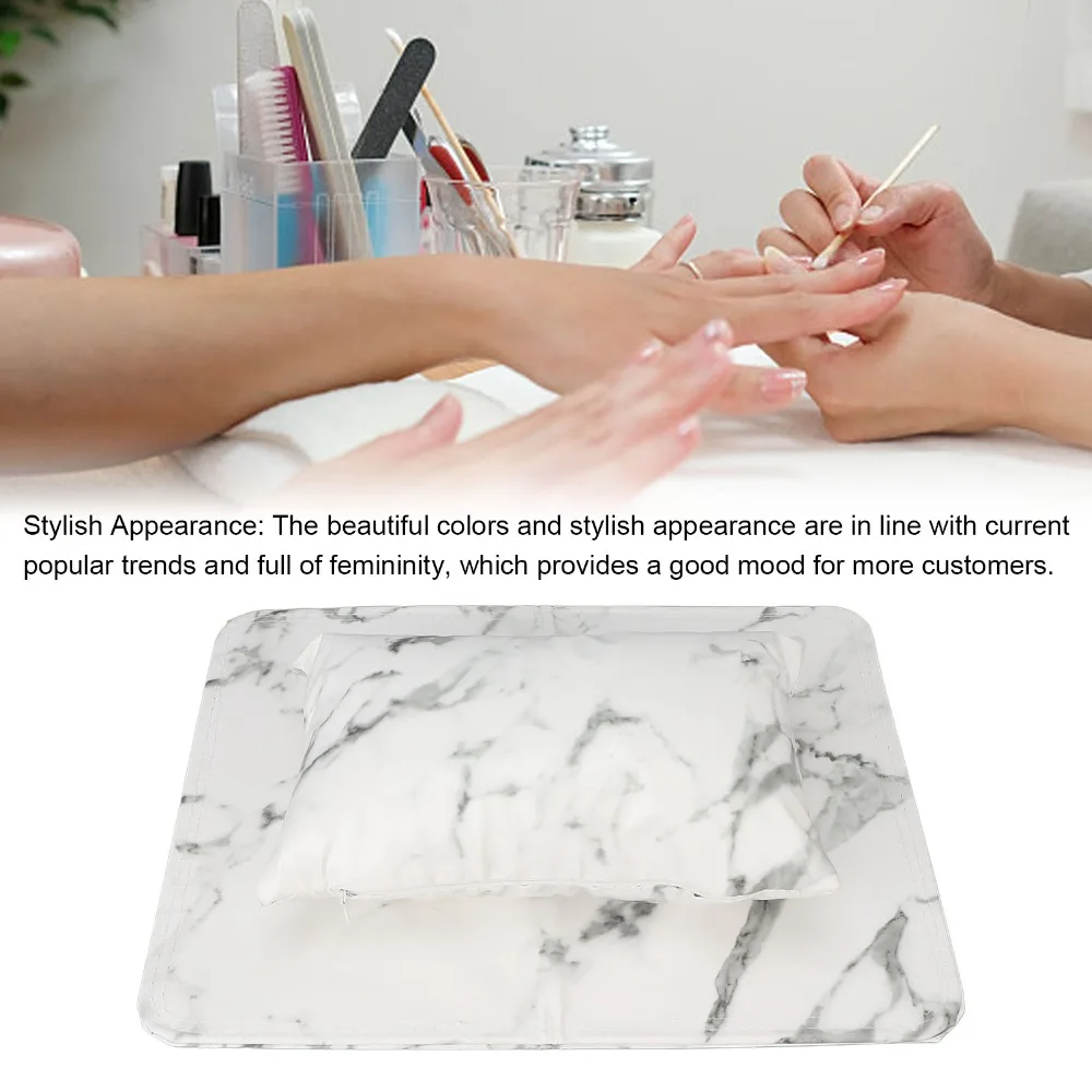 2pcs PU Leather Nail Art Pillow Detachable Washable Hand Cushion Mat Aluminum Alloy Holder Manicure Hand Rest Manicure Work