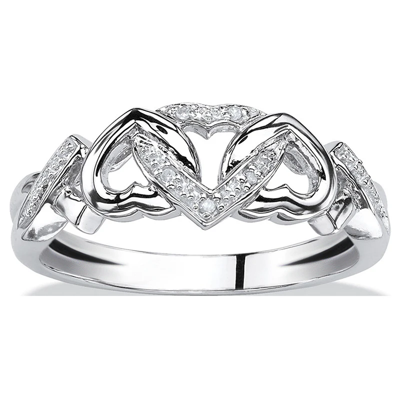 Huitan Graceful Love Heart Finger Ring Kobiece modne akcesoria zaręczynowe z jasną cyrkonią w kolorze srebrnym Obietnica biżuterii