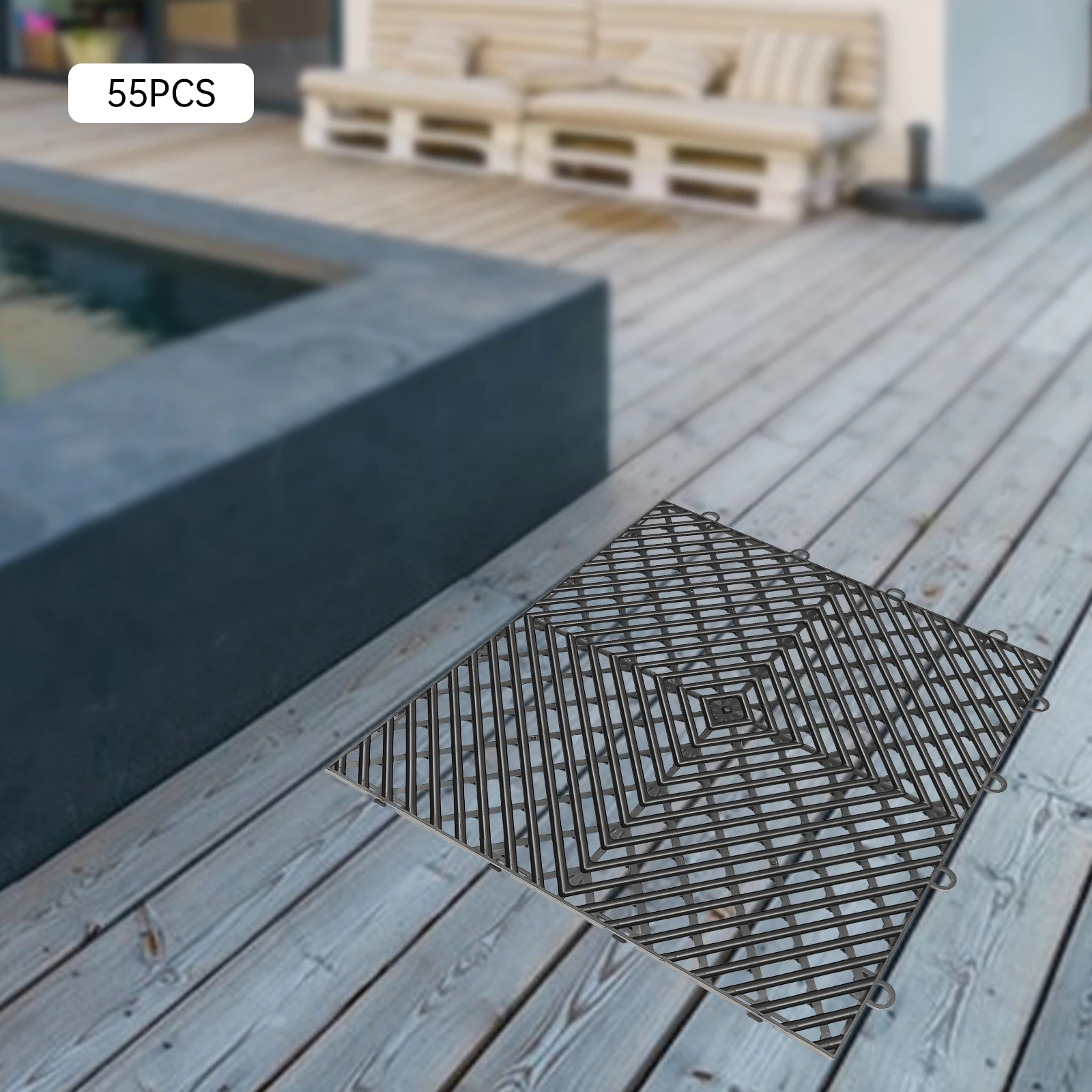 

Черные напольные плитки с замковым соединением, 12x12x0.5 дюйма, дренажные плитки, нескользящие уличные напольные плитки для бассейна, душа, ванной комнаты, 55 шт.