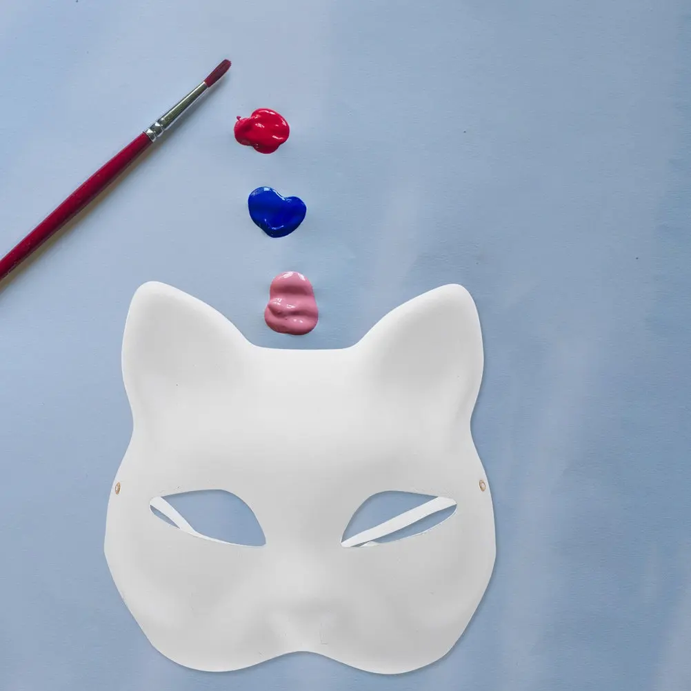 15 Pcs Craft Masks to Decorate Blank Hand Painted Cosplay Halloween Party White Diy Cat