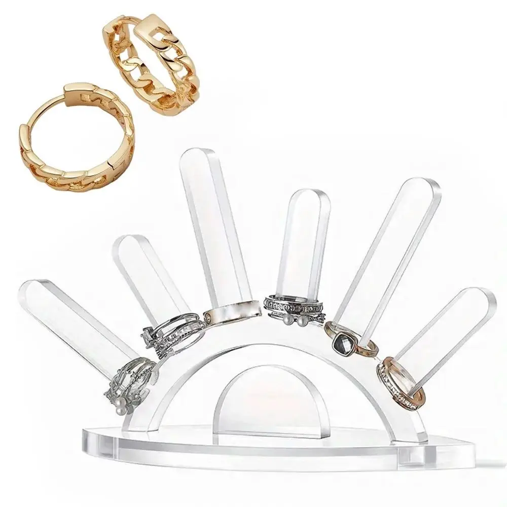 

Creative Acrylic Ring Rack Evil Eye 6 Rods Tabletop Ring Holder Clear Ring Display Stand