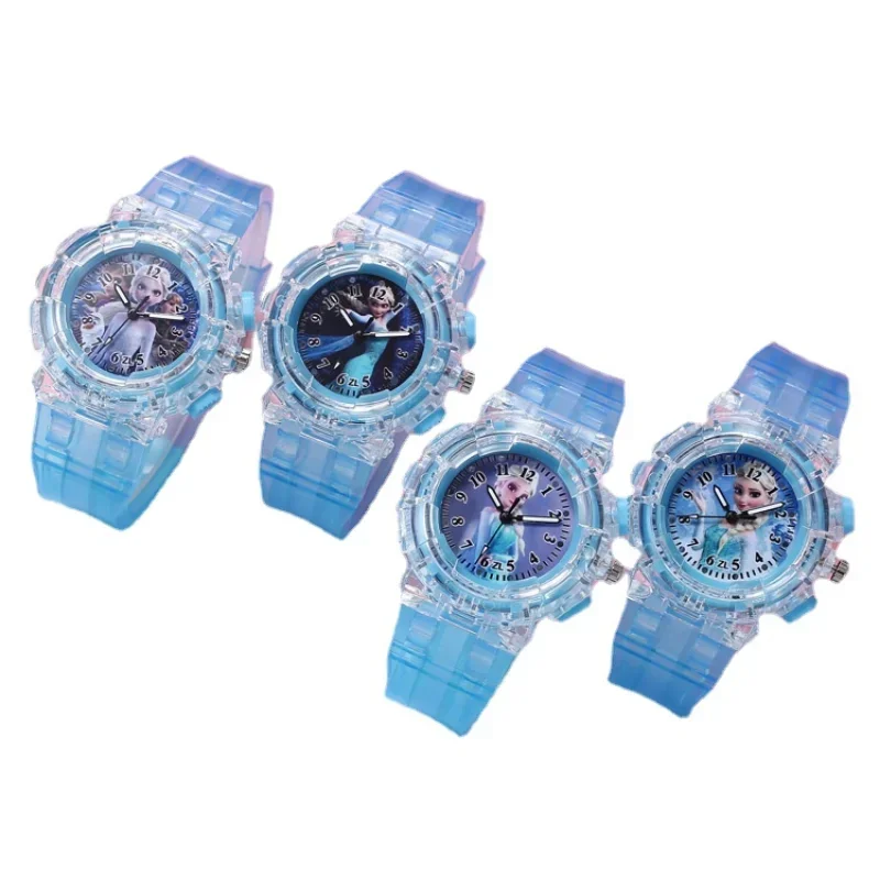 Jam Tangan Anak-anak Kartun Disney Frozen Jam Tangan Olahraga Flash Kedap Air untuk Jam Tangan Kuarsa Anak Perempuan Laki-laki Hadiah Jam Anak