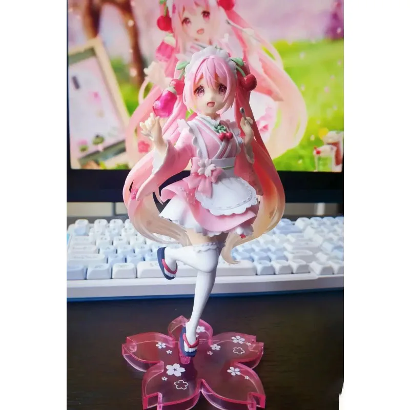 Hatsune Miku Cherry Blossoms Kimono Style Maid Prizes Anime Action Figure Desktop decoration Model Collectible Toys Kawaii Gift