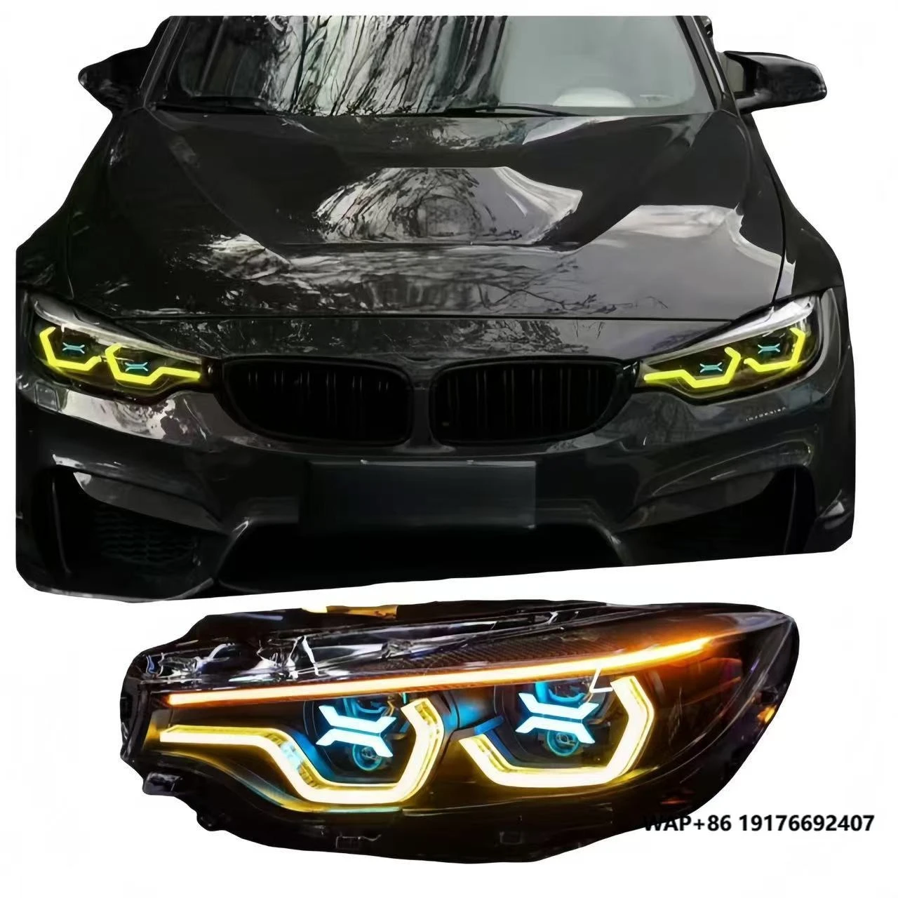 

For M3 M4 F32 F36 F80 F82 Customized Carbon Fiber Headlamp Daytime Running Lights With Colorful Effects XX Large Lamps