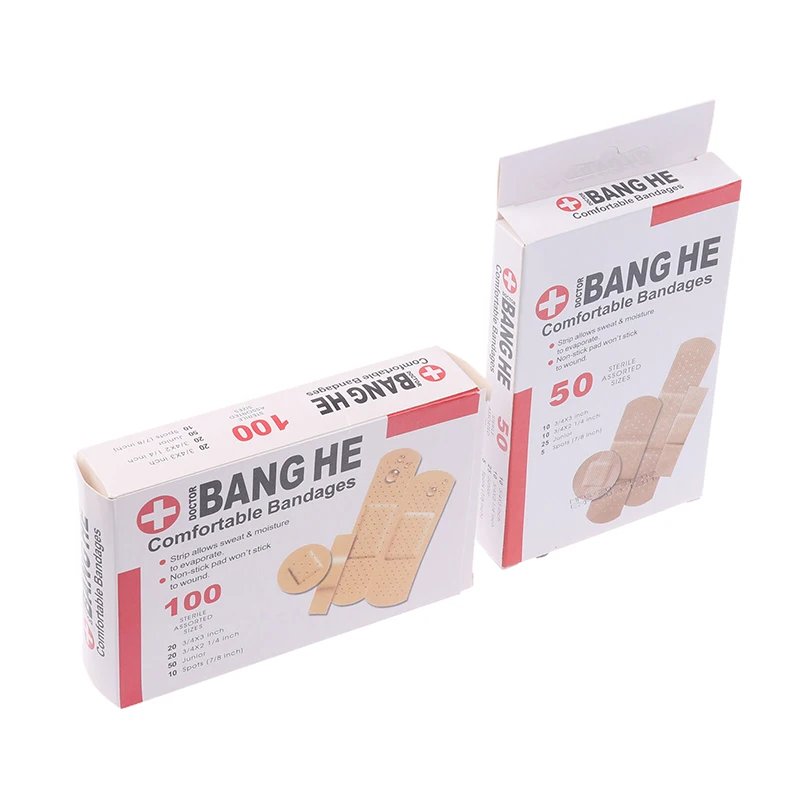 50/100 個防水バンドエイド包帯応急処置医療抗菌創傷絆創膏 4 サイズホーム旅行緊急キット