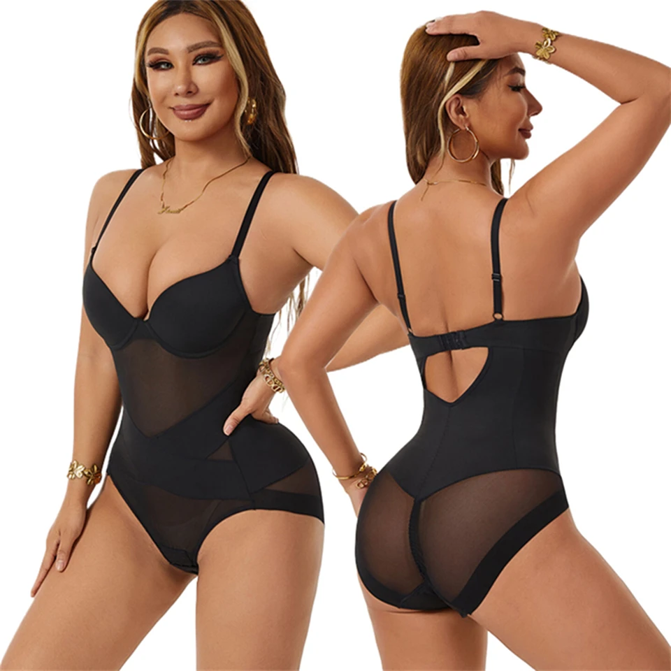 Becirzet Damen-Unterwäsche aus atmungsaktivem Mesh-Material, Bodysuits mit X-Form zur Bauchkontrolle, schlankmachende Shapewear. – Detail 7