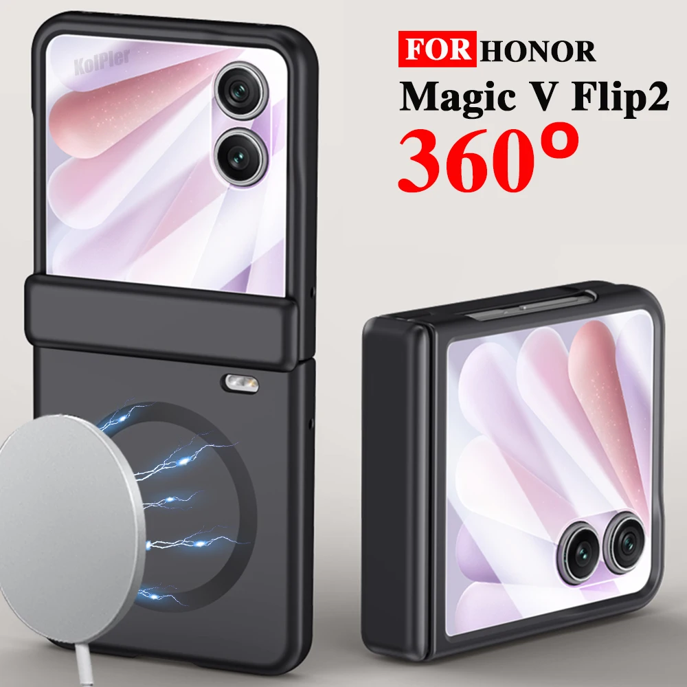 

Стеклянная защитная пленка для экрана, сильный магнитный, приятный для кожи чехол для HONOR Magic V Flip 2, тонкий защитный матовый чехол