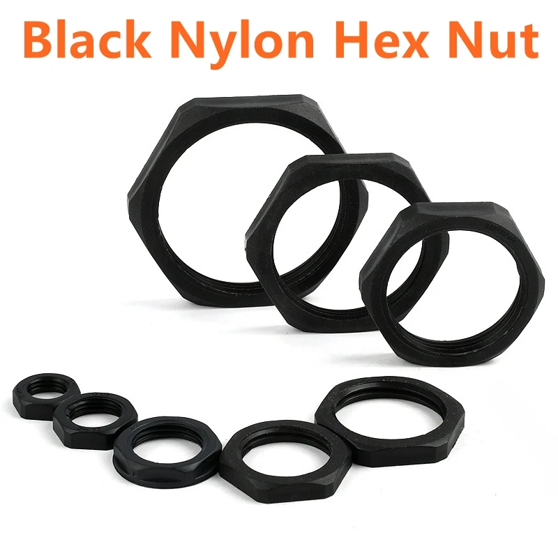 5~50PCS Thread 1/4''~2'' Black Nylon Hex Nut Fastening Standard Parts Irrigation Water Pipe Adapter Plastic Aquarium Tank Joints