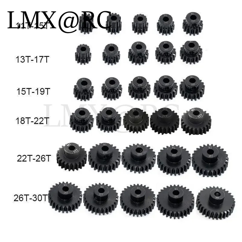 RC Model 1/8 1/10, gir Motor Pinion logam baja 5mm 11T 12T 14T 15T 17T 18T 20T 21T 24T 25T 26T 28T 30T motor