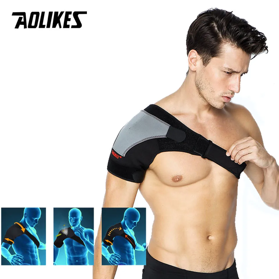 AOLIKES 1PCS Adjustable Shoulder Support Brace pad Belt Band Strap Wrap Neoprene Shoulder Compression Sleeves Back Brace Guard