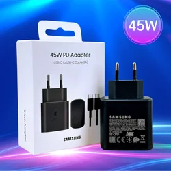 Original Samsung 45W Charger Type C EU Super Fast Charge Adapter For Galaxy Z Flip Fold 5 4 3 2 S24 S23 S22 Note20 Ultra Plus