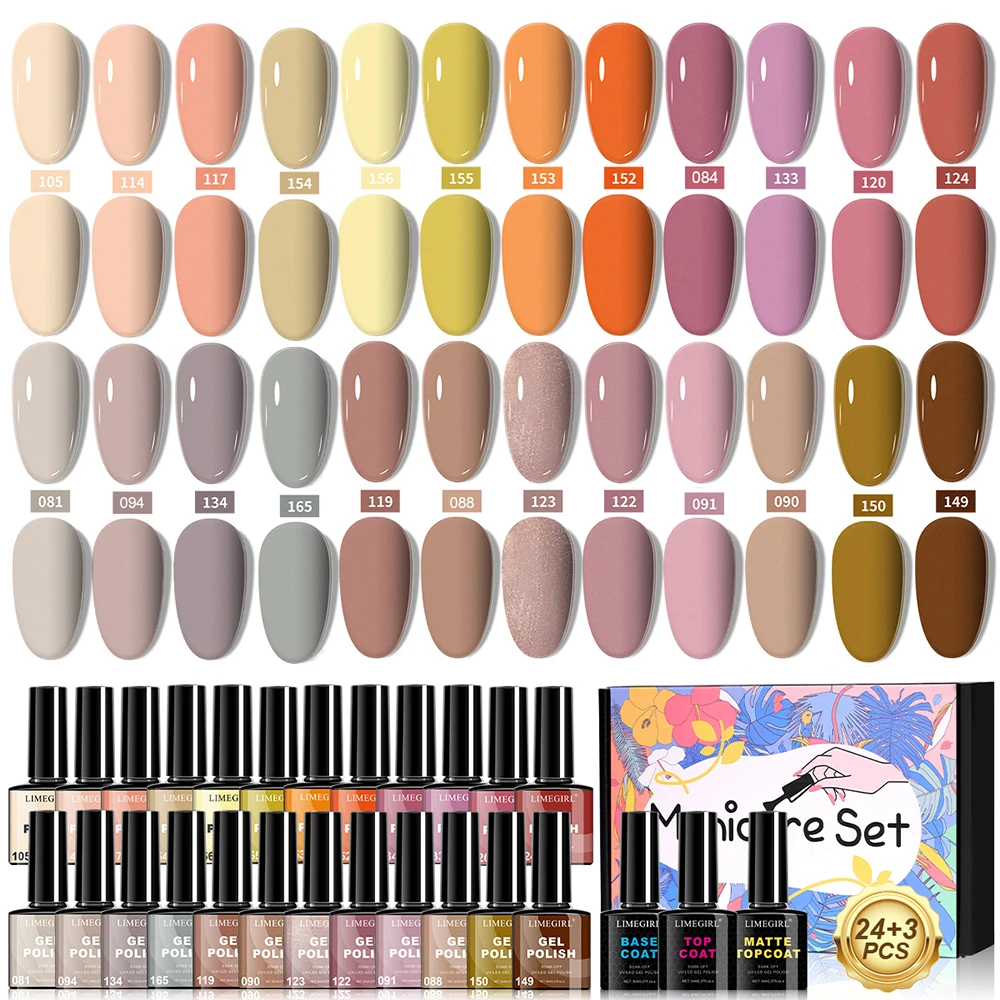 

Limegirl Nail Varnish Set Long-lasting Gel Nail Polish High Gloss Soak-off UV/LED Gel Polish Kit for Professional Nail Salon Art