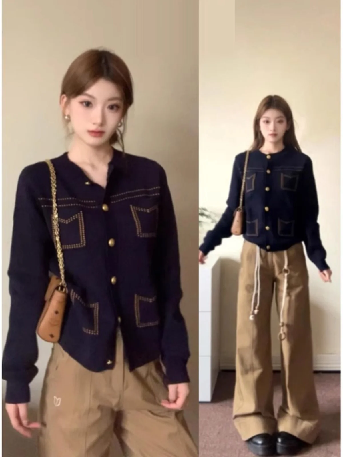 

Женский вязаный кардиган Ele Long Sve: Новинка весенне-осеннего сезона, универсальный, королевский синий, с эффектом шелка, верхняя одежда