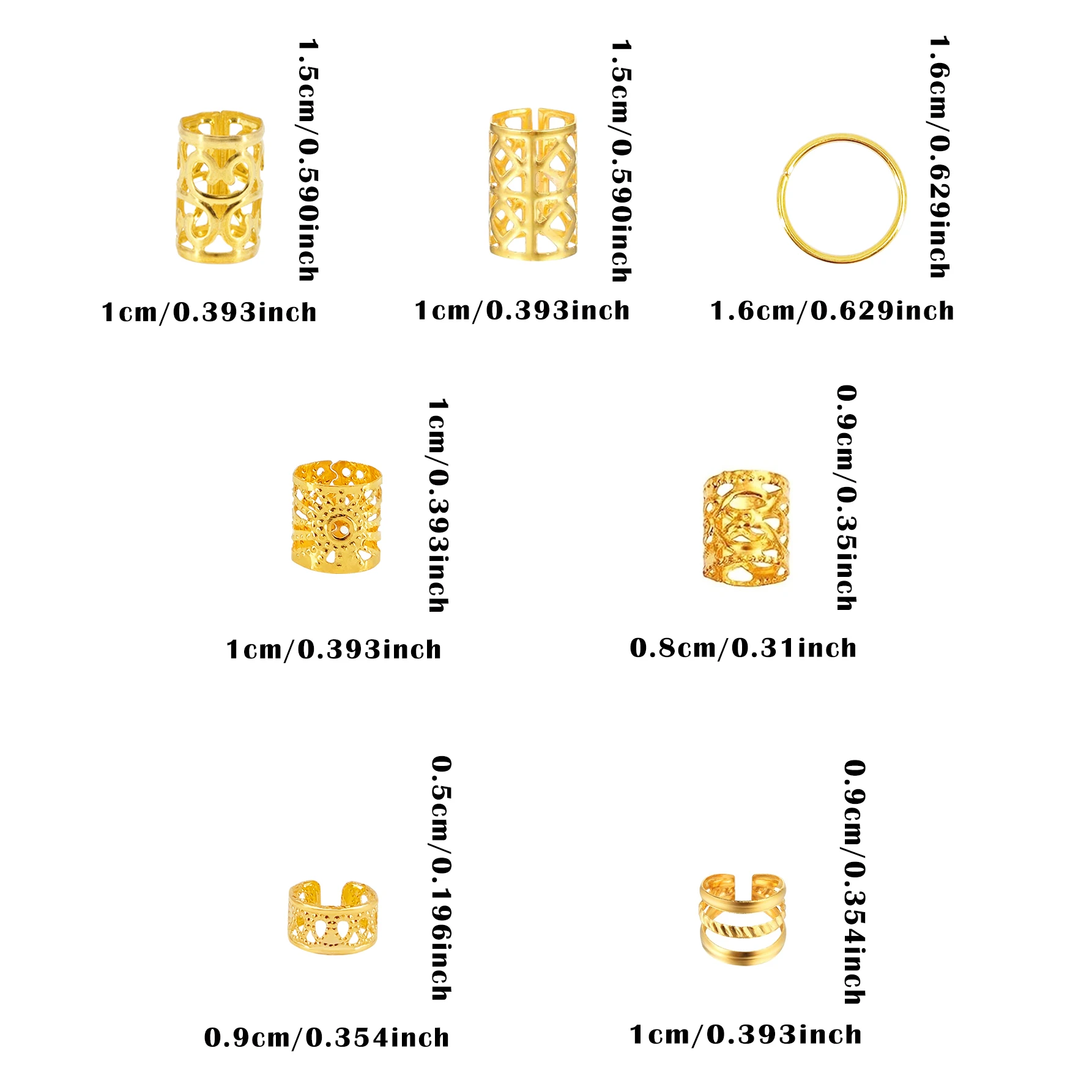 160PCS Bohemian Style Summer Mini Dreadlock Beads Vintage Hollow Hair Ring Alloy Hair Cuff Hair Pin Loop Hair Jewelry for Braids view 4