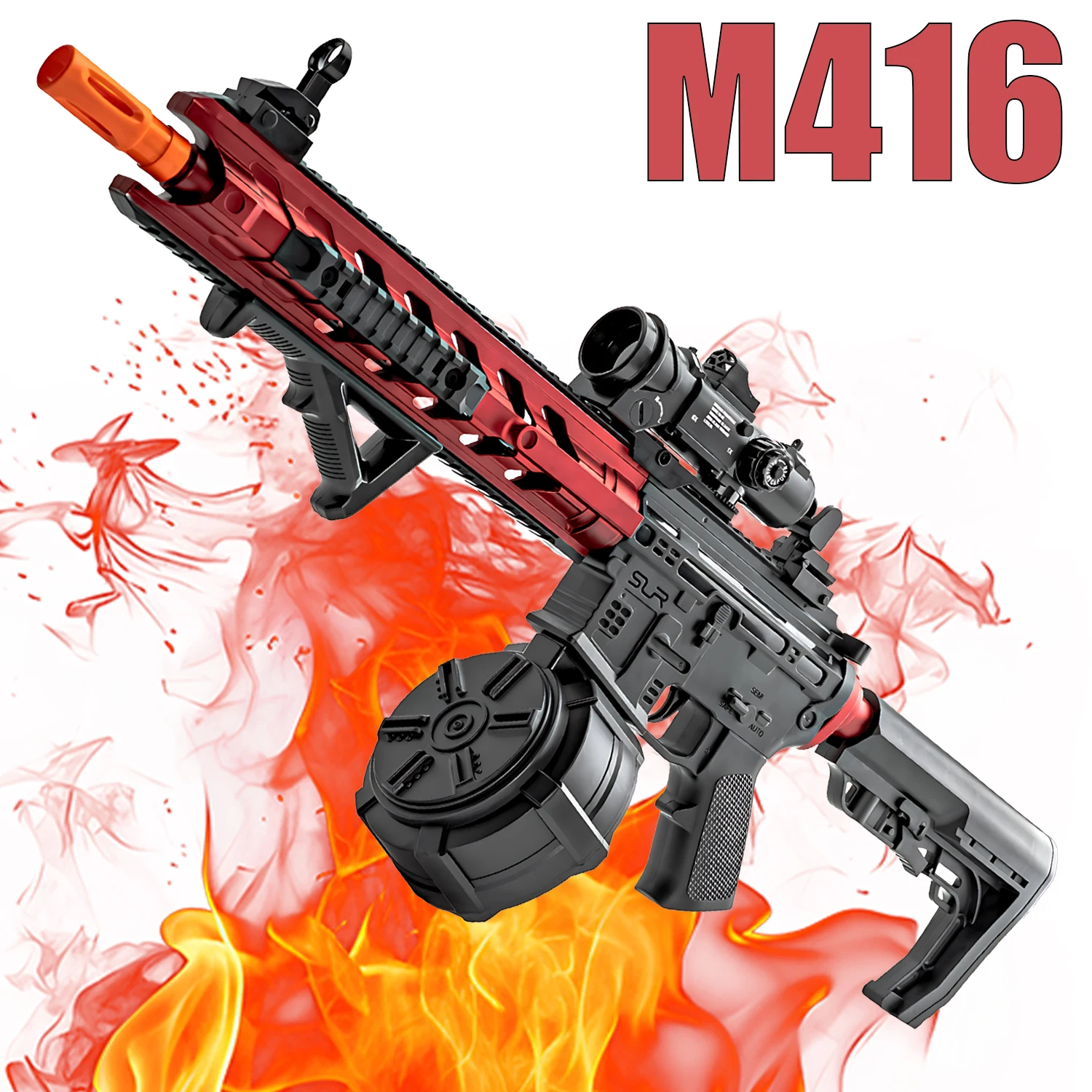 ปืนของเล่น M416 ปืนเจลบอลพร้อมตัวปล่อยกระสุนไฟฟ้าในตัว เหมาะสำหรับกิจกรรมกลางแจ้งสำหรับครอบครัว ของขวัญปีใหม่ ไม่มีกระสุน