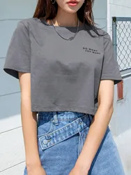 Basic hot sale Women's DAZY Slogan Graphic Crop Tee Loose Fitness Top Shirt Sports oversized Short Sleeve T-shirt Top Women's