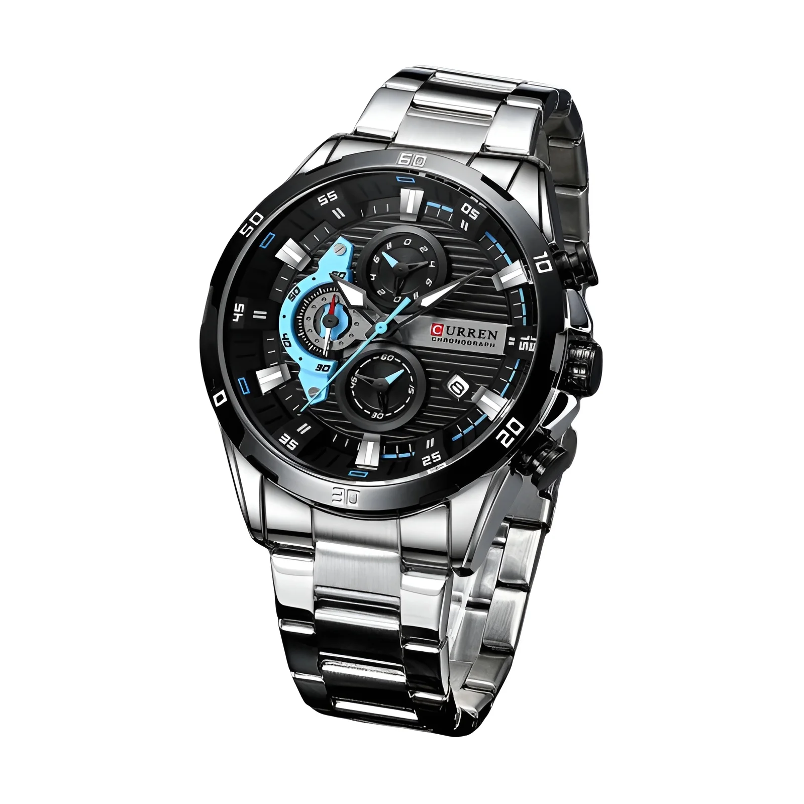 Relógios de aço inoxidável para homens moda criativa mostrador luminoso com cronógrafo relógio masculino casual relógios de pulso negócios
