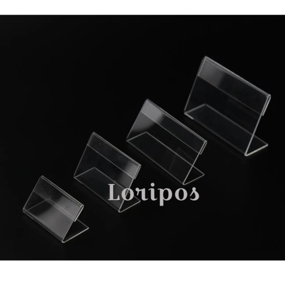 1Pack Smaller T1.2mm Acrylic Plastic Price Label Card Holders L Shape Display Stands Sign Paper Promotion on Table