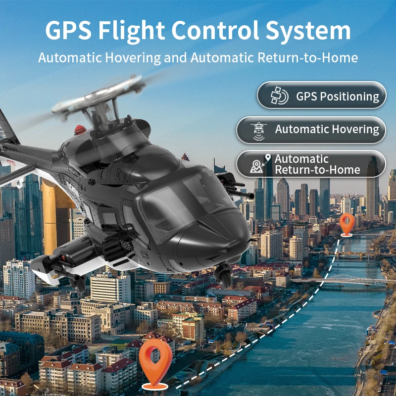 Yuxiang F02S 1:34 Scale Airwolf 2.4G Remote Control GPS Positioning Dual Brushless Motor Helicopter Model RC Toy RTF Version