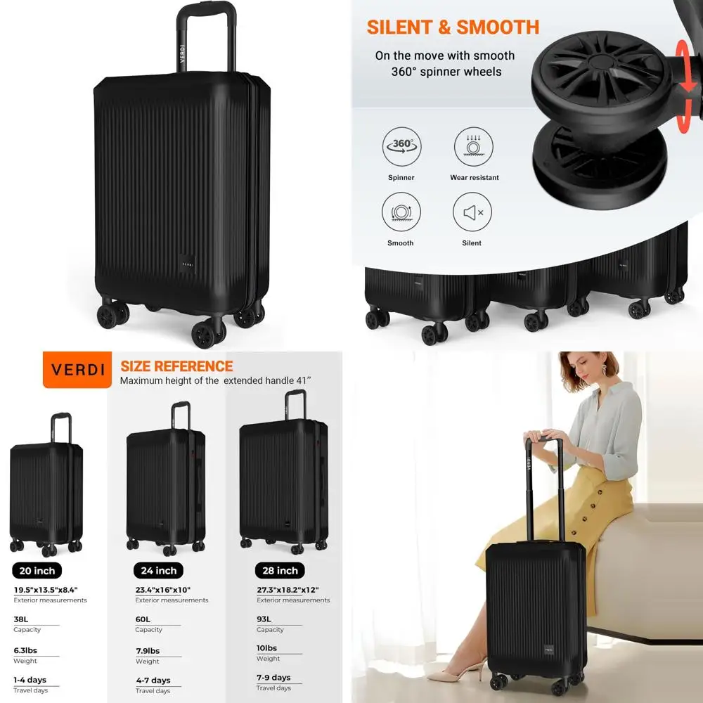 

Verdi Hardside Carry On Luggage with Spinner Wheels, Lightweight Travel Suitcase