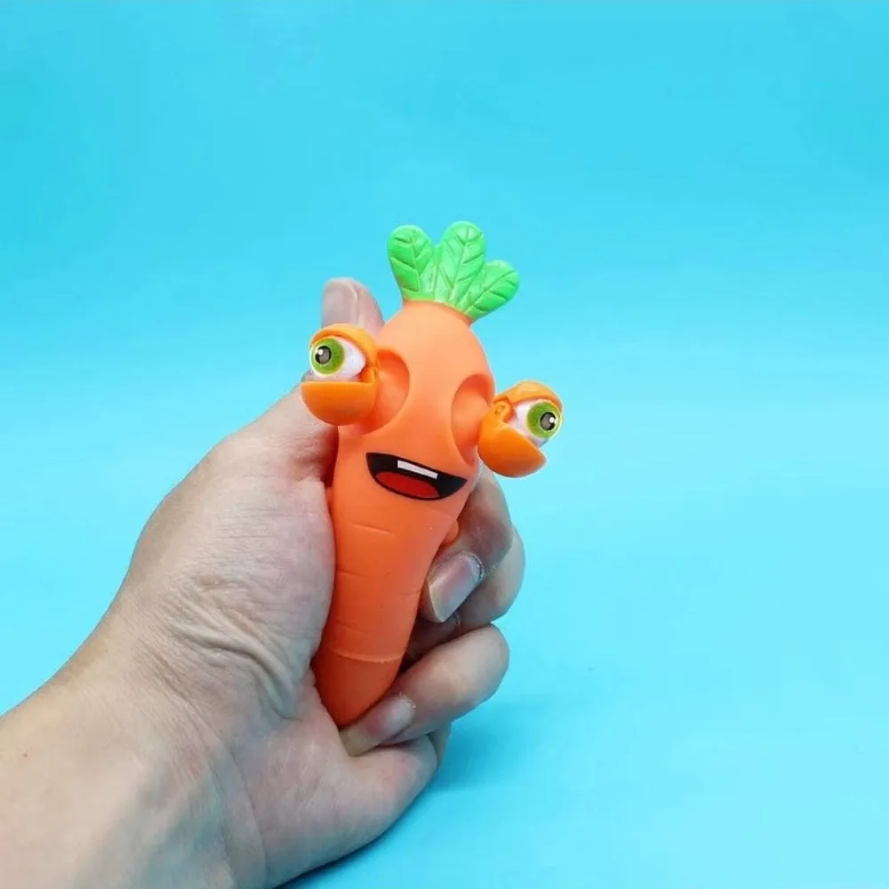Soft Carrot Pinch Toy Pop Out Eyes Slow Rebound Squeeze Stress Toy Kneading Design Vegetable Kneading Toy