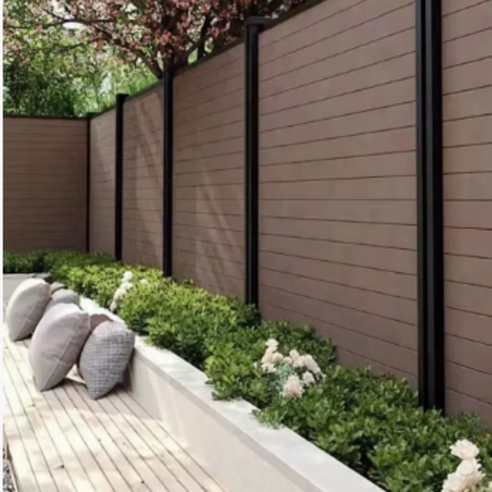 WPC Fence Panels Outdoor Composite Privacy Fence Waterproof Wood Plastic Garden Fencing for Villa Yard Balcony Decorative
