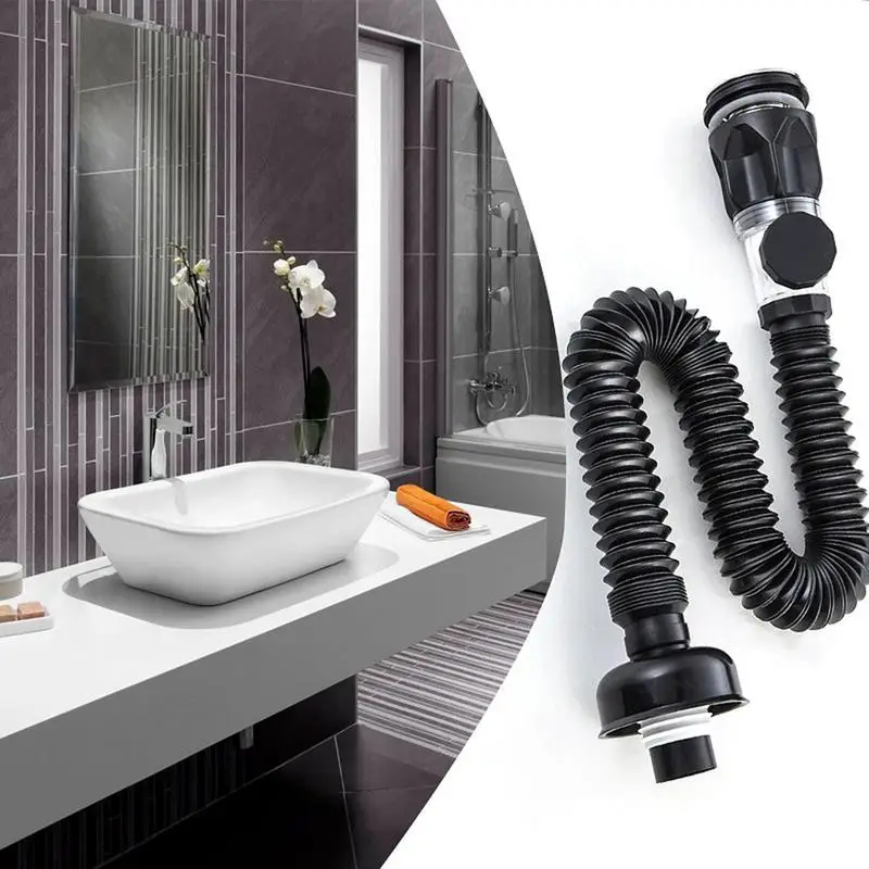 Flexible Drainage Tube Universal Sink Sewer Pipe P-Trap Hose Sink Pipe Basin Installation For Bathroom Kitchen Accessories