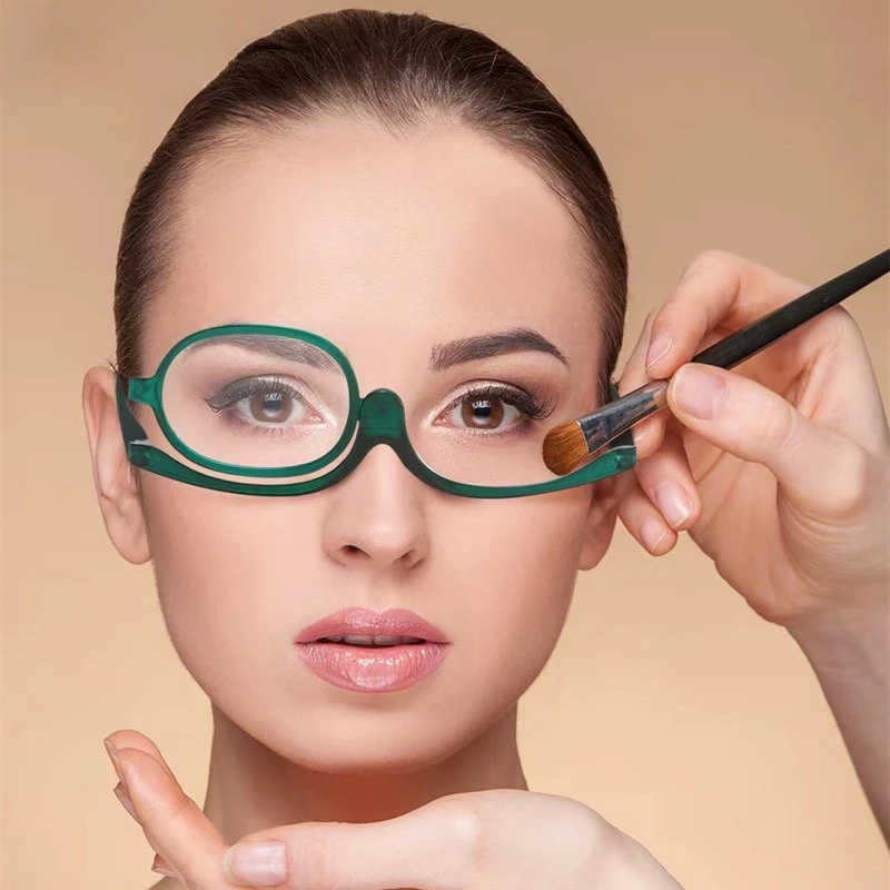 Rotating Magnifying Makeup Reading Glasses for Women Single Piece Flip Makeup Glasses with One Legs for Elder  +1.0 To +3.5+4.0