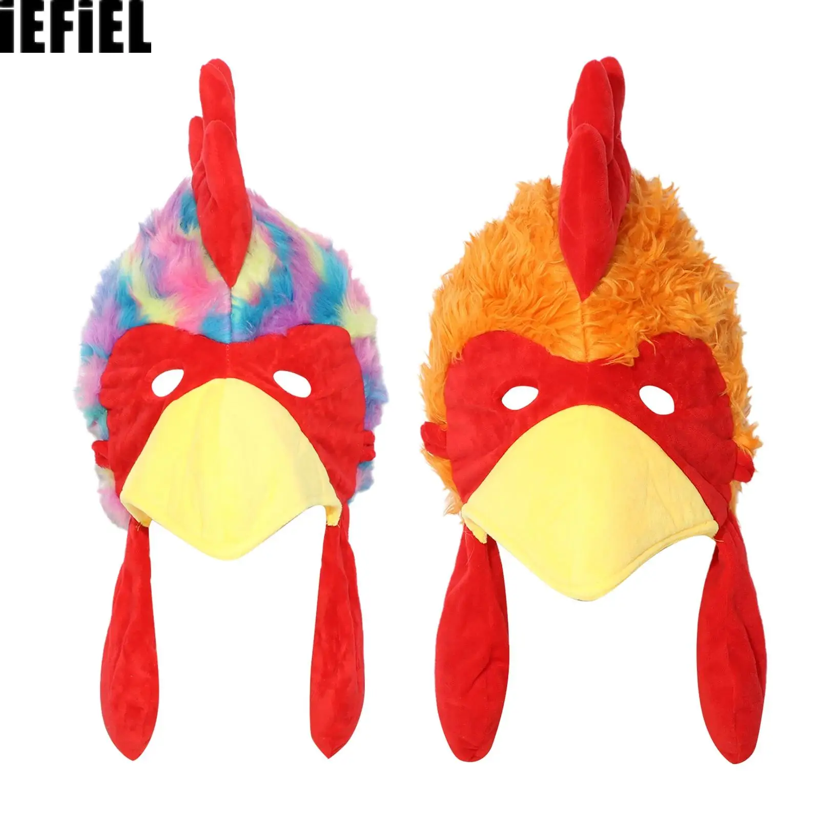 Unisex Women Men Plush Turkey-shaped Hat Headwear Thanksgiving Costume Accessories for Halloween Cosplay Party Stage Performance
