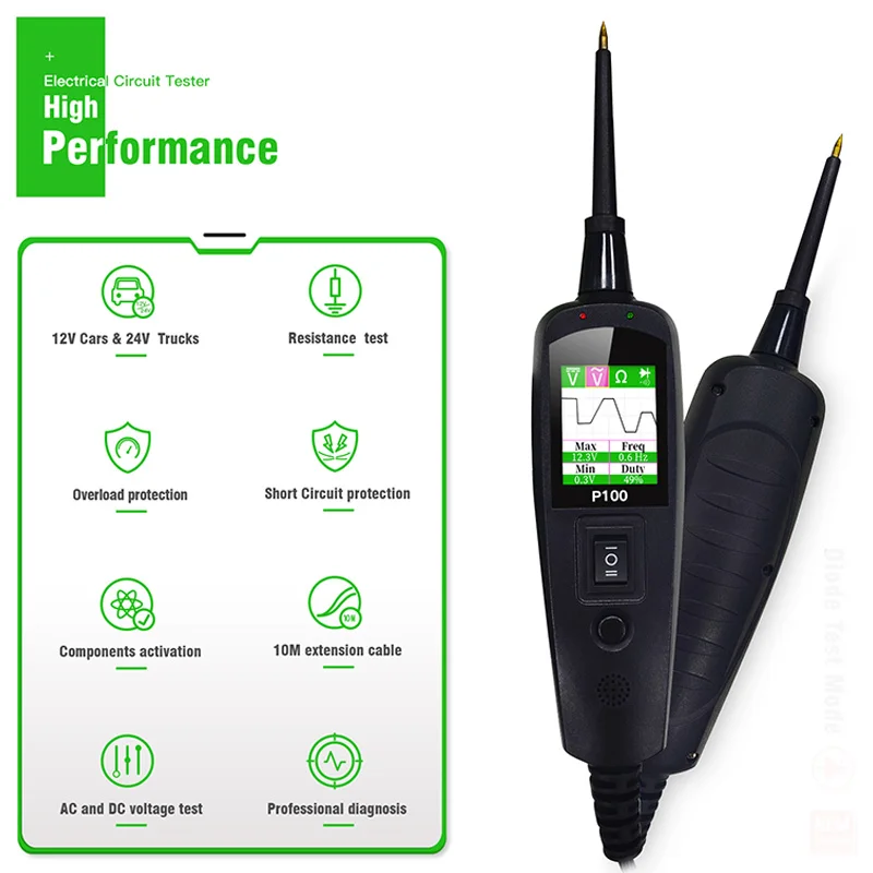 

P100 Tester Probe Car Battery Tester Electrical Automotive 2m Cable Power Scan Probe Circuit Kit Diagnostic Tool Car Accessories