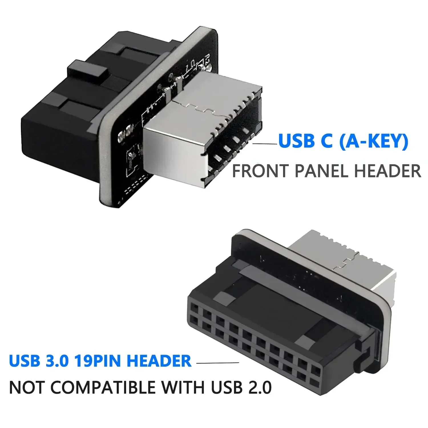 デスクトップコンピューター用フロントパネルアダプター,USB 3.1, 19ピンからタイプeメスへの変換,内部コネクタ,マザーボード,1個,2個