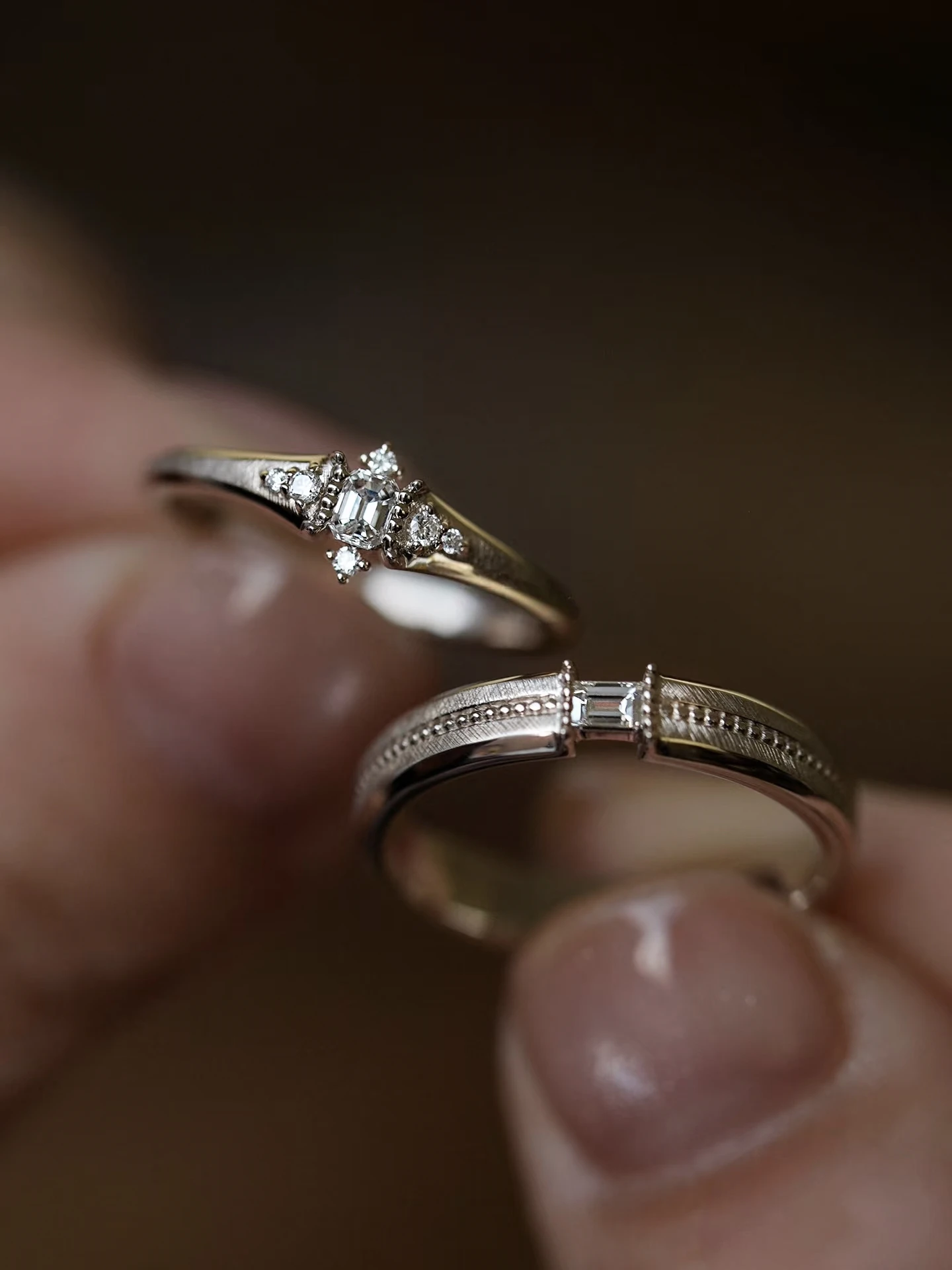 

Signature Collection Designer Matching Wedding Rings Set with Natural & Lab Diamonds in 18K/14K/9K Gold & PT950