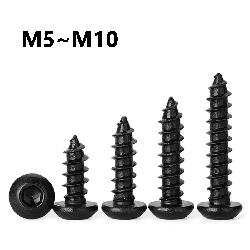 2~20Pcs 304 Stainless Steel Allen Round Head Self Tapping Screws M5 M6 M8 M10 Button Head Hexagon Socket Wood Screws